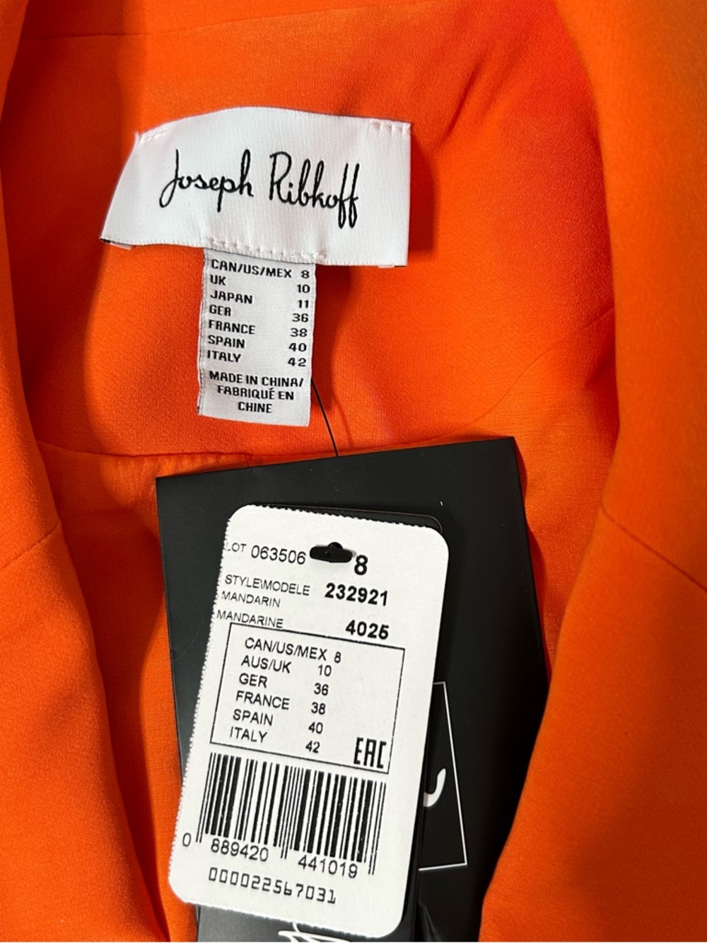 NWT Joseph Ribkoff Bright Orange Ruched-Sleeve Single-Button Blazer Size 8 Fall - Picture 3 of 10